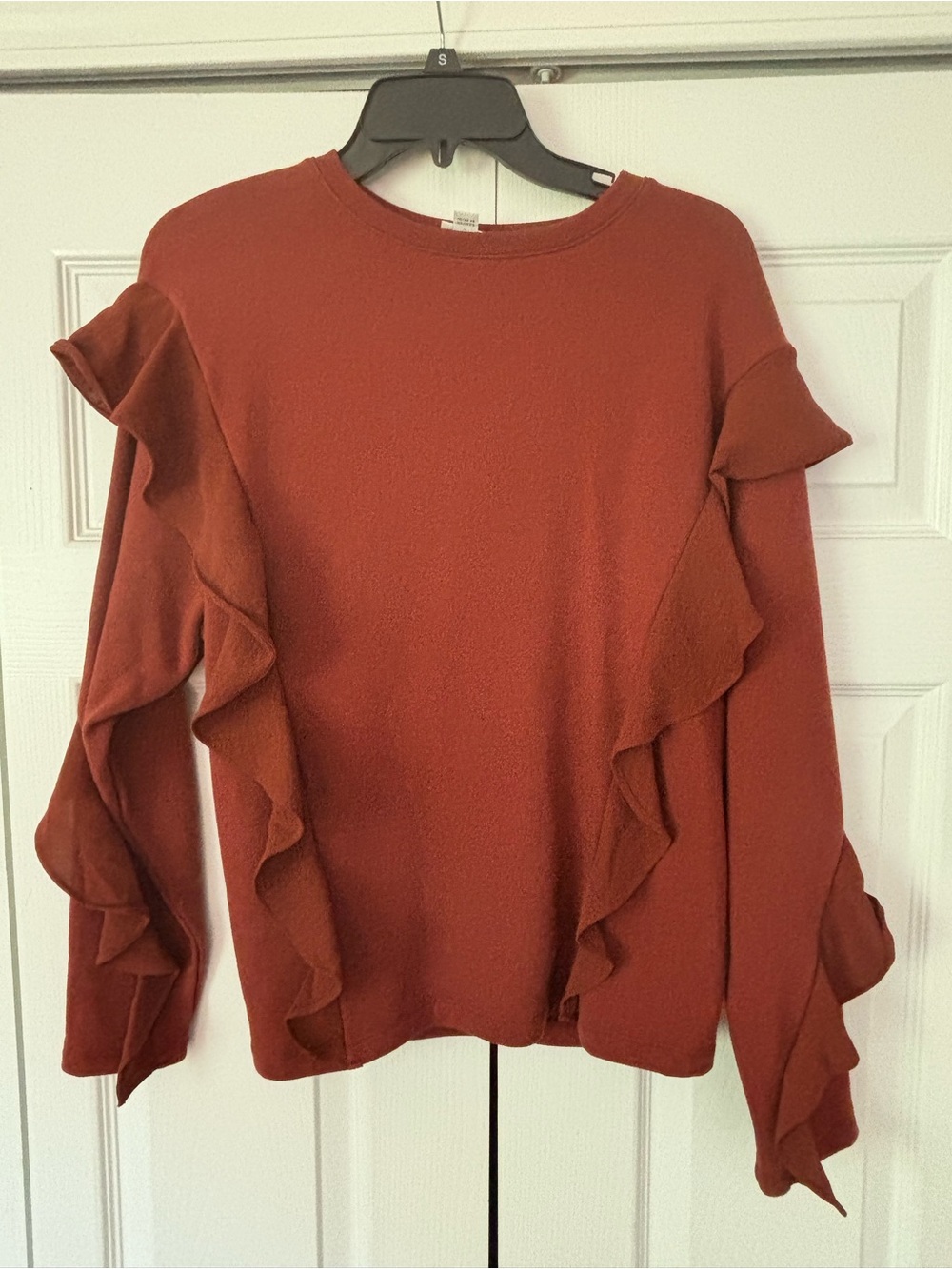 a new day (Target) Rust Ruffle-Trim Long Sleeve Sweatshirt - Picture 2 of 7